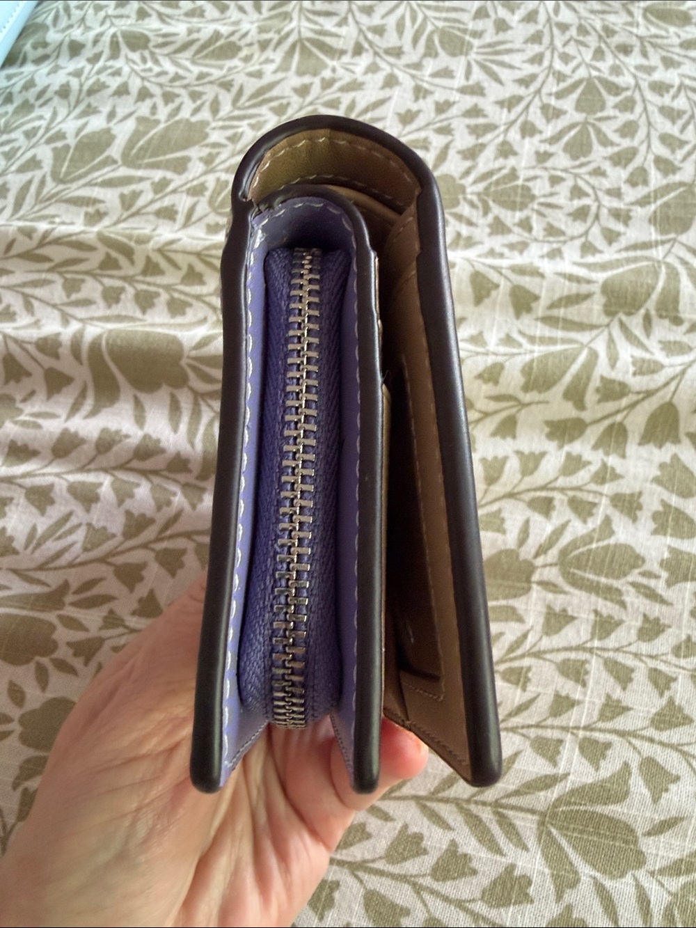 Coach Checkerboard Small Wallet in Purple and Cream - Picture 6 of 8